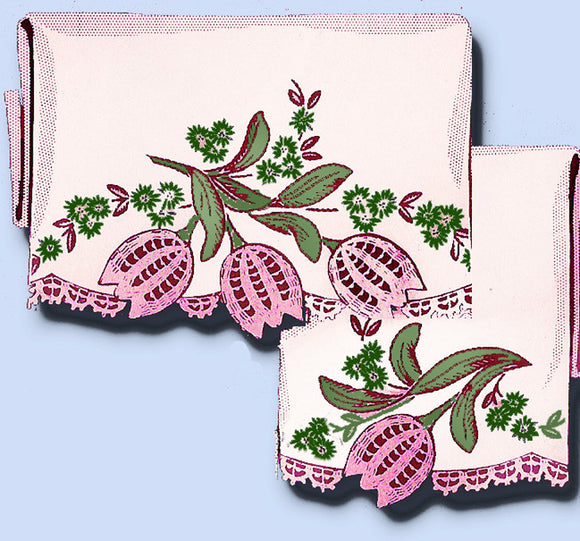 1940s Vintage Superior Embroidery Transfer 122 VTG Uncut Pillow Case Crochet - Vintage4me2