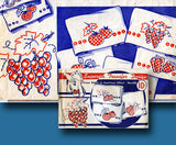 1940s Vintage Superior Embroidery Transfer 140 Uncut Gingham Fruit Tea Towels -Vintage4me2