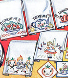 1940s Dancin Veggies & Little Girl Tea Towels Transfer Uncut ORIGINAL Vogart 127