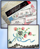 1950s Orig Vintage Vogart Embroidery Transfer 147 Uncut Floral Pillowcase Motifs -Vintage4me2