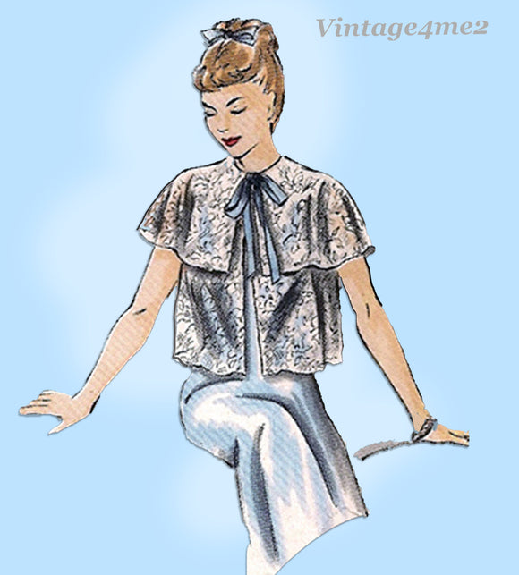 1950s Vintage Vogue Pattern 6612 Lovely Plus Size Misses Bedjacket Set 40 42 B