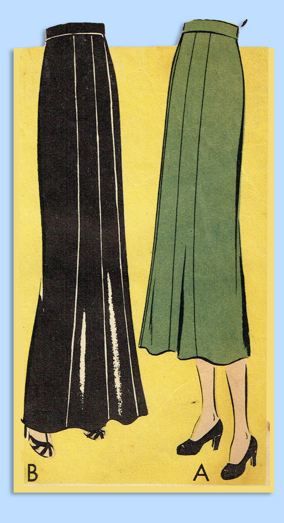 1930s Original Vintage Vogue Pattern 7272 Misses Day or Evening Skirt Sz 28 W