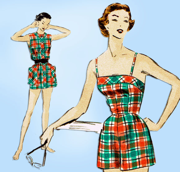 1950s Original Vintage Vogue Sewing Pattern 7860 Uncut Misses Bathing Suit 34 B