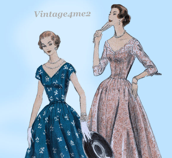 Vogue 8530: 1950s Stunning Misses Dress Size 30 Bust Vintage Sewing Pattern