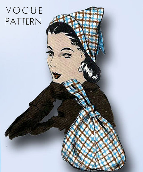 1940s Rare Original Vintage Vogue Pattern 9837 Easy Misses Hat & Purse Fits All