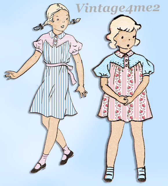 1930s Vintage Woman's World Sewing Pattern 5872 Uncut Little Girls Dress Size 8