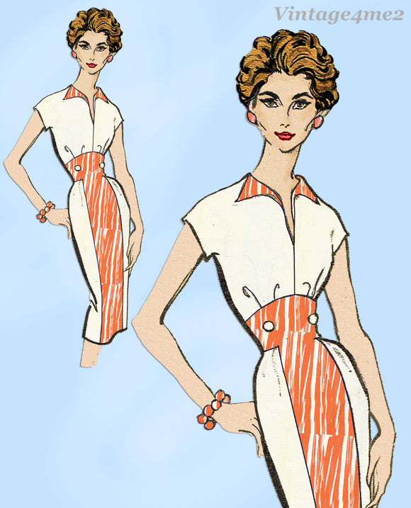 Mail Order 1-468: 1950s Chic Uncut Misses Wiggle Dress 34B Vintage Sewing Pattern