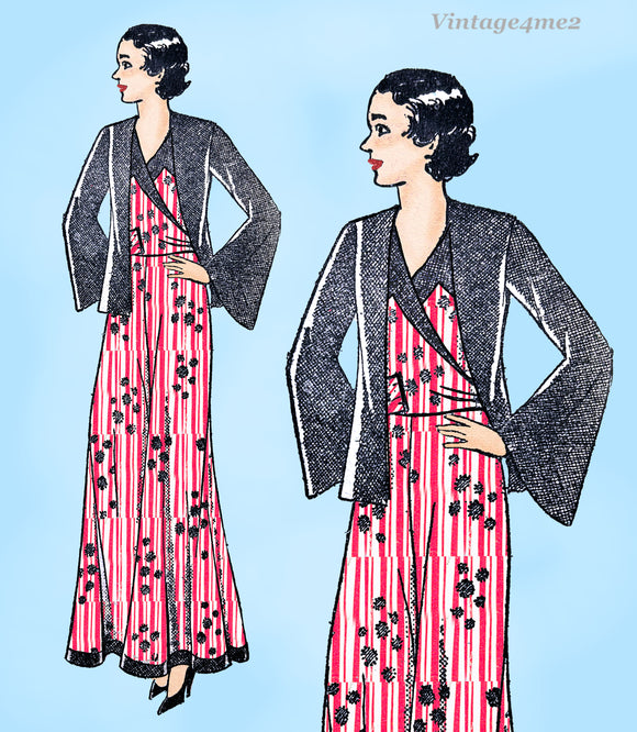 Own Name 114: 1930s Rare Uncut Plus Size Lounging Pajamas 40B Vintage Sewing Pattern