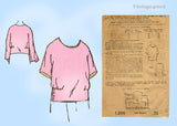 1920s Vintage Mail Order Sewing Pattern 1200 Rare Misses Simple Blouse Sz 38 B