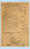 1920s Vintage Mail Order Sewing Pattern 1200 Rare Misses Simple Blouse Sz 38 B