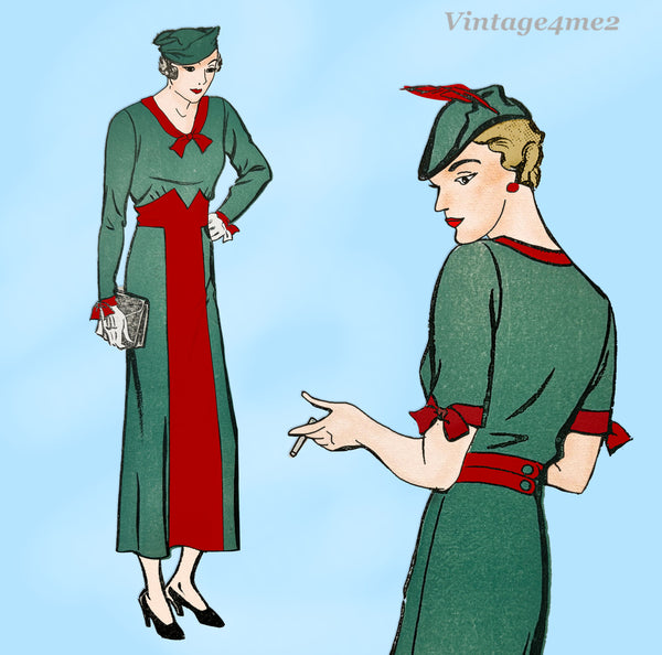 Ladies Home Journal 1228: 1930s Uncut Misses Street Dress 34 B Vintage Sewing Pattern