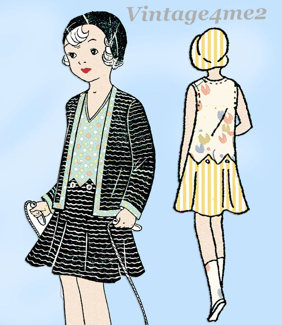 1920s Vintage Mail Order Sewing Pattern 1895 Little Girls Flapper Dress Sz 8