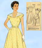 1950s Vintage Mail Order Pattern 2074 Lovely Women's Day Dress Size 38 Bust