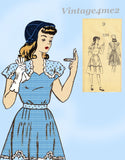 1940s Vintage Mail Order Sewing Pattern 2215 Uncut Teen Girls WWII Dress Sz 27 B