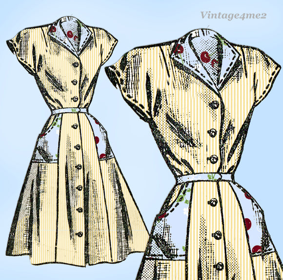 1950s Vintage Mail Order Sewing Pattern 2231 Uncut Misses Day Dress Size 30 Bust