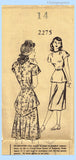 Mail Order 2275: 1940s Stylish Misses Peplum Dress Sz 32 B Vintage Sewing Pattern