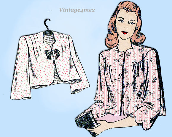 Mail Order 2368: 1940s Misses Bedjacket Size 36-38 Bust Vintage Sewing Pattern
