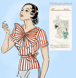 Own Name 237: 1930s Rare Uncut Misses Blouse Sz 42 B Vintage Sewing Pattern