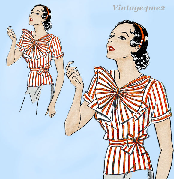 Own Name 237: 1930s Rare Uncut Misses Blouse Sz 42 B Vintage Sewing Pattern