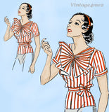 Own Name 237: 1930s Rare Uncut Misses Blouse Sz 42 B Vintage Sewing Pattern