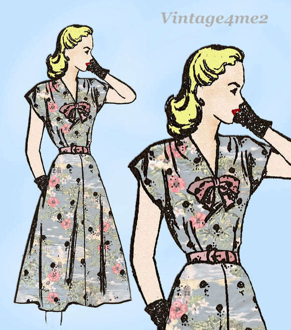 Mail Order 2420: 1940s Uncut Plus Size WWII Dress 44B Vintage Sewing Pattern