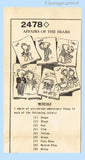 1940s Vintage Mail Order Embroidery Transfer 2478 Uncut Bear Romance Tea Towel Motifs