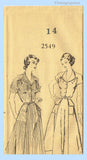 1950s Vintage Mail Order Sewing Pattern 2549 Uncut Misses Day Dress Sz 32 Bust