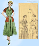 1950s Vintage Mail Order Sewing Pattern 2549 Uncut Misses Day Dress Sz 32 Bust