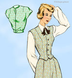 1950s Vintage Mail Order Sewing Pattern 2561 Lovely Misses Weskit Suit Sz 34 B