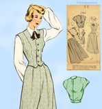 1950s Vintage Mail Order Sewing Pattern 2561 Lovely Misses Weskit Suit Sz 34 B