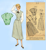 1950s Vintage Mail Order Sewing Pattern 2561 Lovely Misses Weskit Suit Sz 34 B