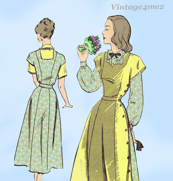 Fashion Service 2563: 1940s Uncut Misses Jumper Dress Sz 38 B Vintage Sewing Pattern