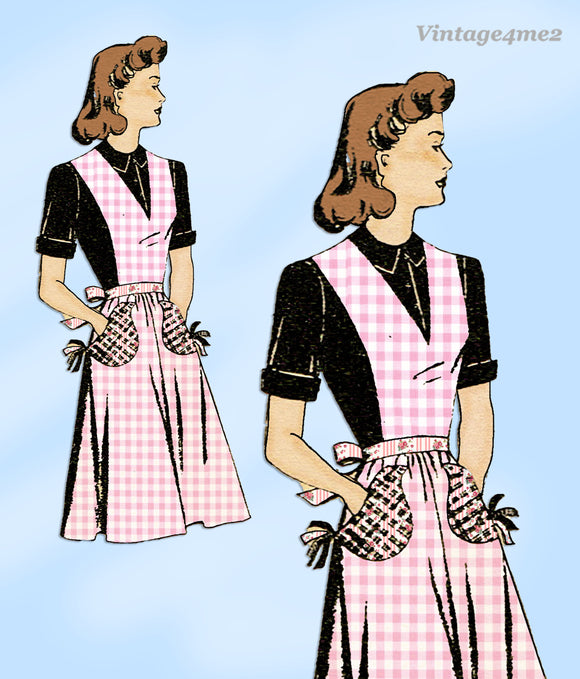 Fashion Service 2682: 1940s Misses WWII Full Bib Apron 36B Vintage Sewing Pattern