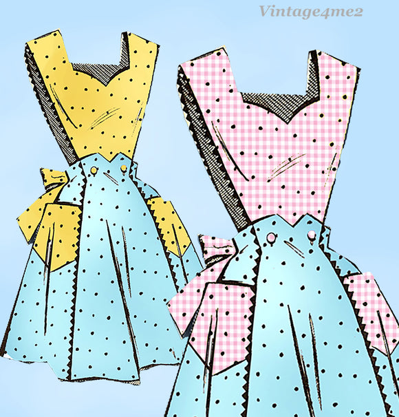 1950s Vintage Mail Order Sewing Pattern 2759 Full Bib Button Apron Sz 32-34 B
