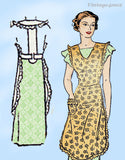 New York 2896: 1930s Misses Farm Kitchen Apron Sz 36-38 B Vintage Sewing Pattern