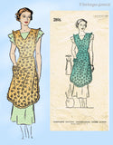 New York 2896: 1930s Misses Farm Kitchen Apron Sz 36-38 B Vintage Sewing Pattern