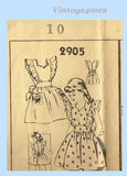 Mail Order 2905: 1940s Cute Mother Daughter Apron Sz 10 Vintage Sewing Pattern