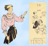 1940s Vintage Mail Order Sewing Pattern 2949 Uncut Misses xBlouse Size 32 Bust