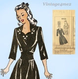 Fashion Service 2956: 1940s Easy Uncut Misses Dress 30B Vintage Sewing Pattern