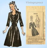 Fashion Service 2956: 1940s Easy Uncut Misses Dress 30B Vintage Sewing Pattern