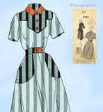 1950s Vintage Mail Order Sewing Pattern 2982 Uncut Misses Day Dress Sz 34 B