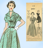 1950s Vintage Mail Order Sewing Pattern 2997 Uncut Misses Day Dress Sz 34 B