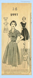 1950s Vintage Mail Order Sewing Pattern 2997 Uncut Misses Day Dress Sz 34 B