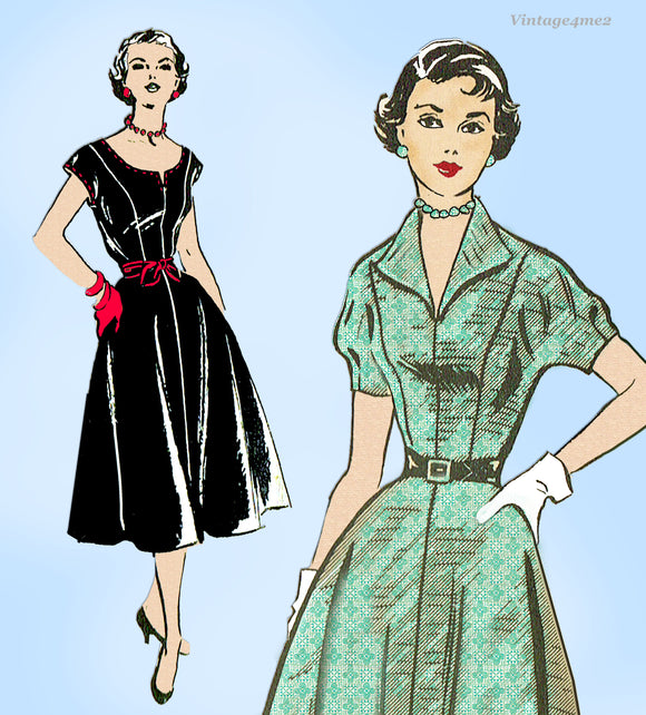 1950s Vintage Mail Order Sewing Pattern 2997 Uncut Misses Day Dress Sz 34 B