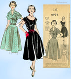 1950s Vintage Mail Order Sewing Pattern 2997 Uncut Misses Day Dress Sz 34 B