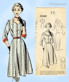 1950s Vintage Mail Order Sewing Pattern 3048 Uncut Misses Sweetheart Dress 34B