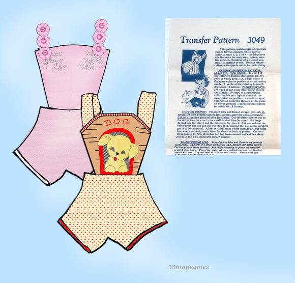 Mail Order 3049: 1950s Sweet Puppy in the Doghouse Sunsuit sz 1, 2,3 or 4 Uncut