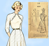 1950s Vintage Mail Order Sewing Pattern 3050 Charming Misses Day Dress 34 Bust