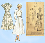 1950s Vintage Mail Order Sewing Pattern 3050 Charming Misses Day Dress 34 Bust