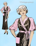 Own Name 3098: 1930s Stunning Misses House Coat Sz 38 B Vintage Sewing Pattern
